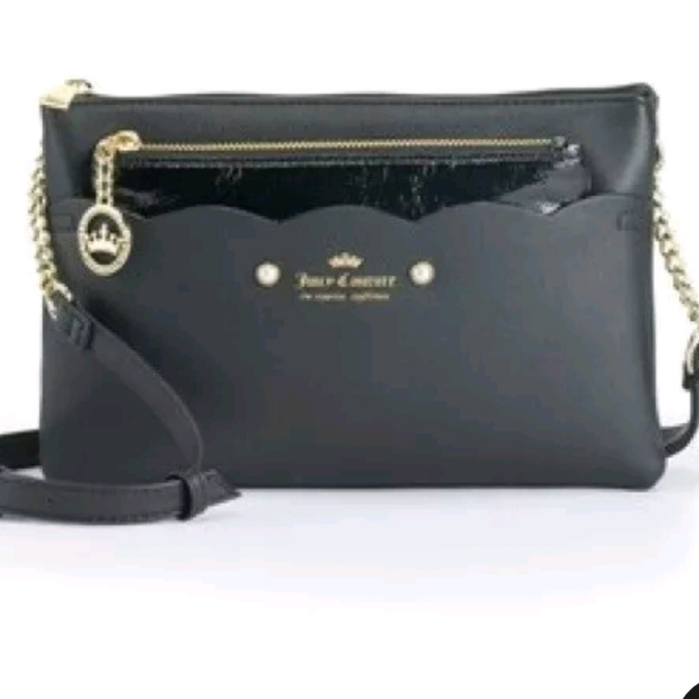 Juicy Couture ride the wave crossbody bag, black with pouch, like new